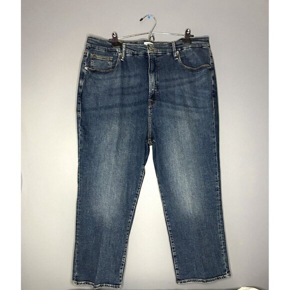 Good American Jeans Womens Size 26  37x25 Good Petite Straight Blue GPS873T Crop - Picture 1 of 16